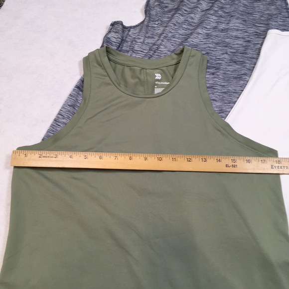 Lot 4 Athletic Tank Tops Workout Gym Run Yoga Neutral Green White Women M Bundle - Picture 8 of 16